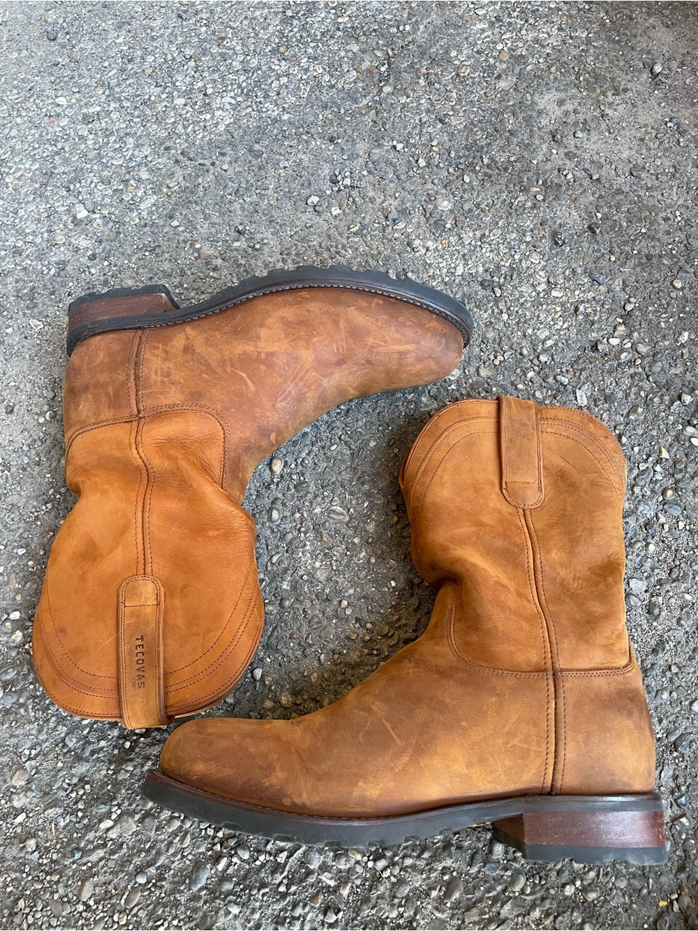 Tecovas The Stockton Brown Leather Boots Vibram Sole Sz 10.5 EE Men’s
